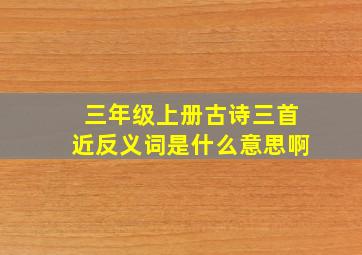 三年级上册古诗三首近反义词是什么意思啊