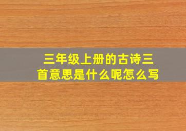 三年级上册的古诗三首意思是什么呢怎么写