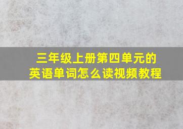 三年级上册第四单元的英语单词怎么读视频教程