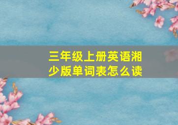 三年级上册英语湘少版单词表怎么读