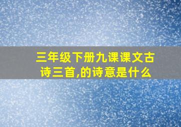 三年级下册九课课文古诗三首,的诗意是什么