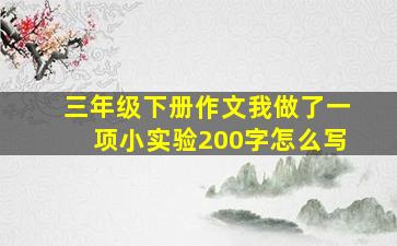 三年级下册作文我做了一项小实验200字怎么写