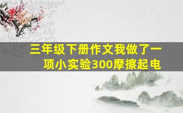 三年级下册作文我做了一项小实验300摩擦起电