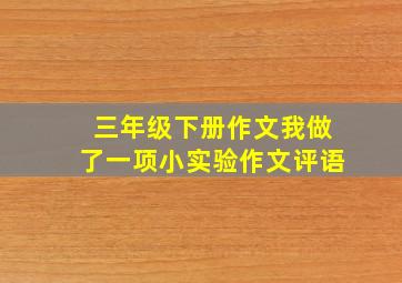 三年级下册作文我做了一项小实验作文评语