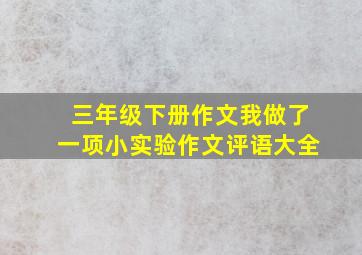 三年级下册作文我做了一项小实验作文评语大全