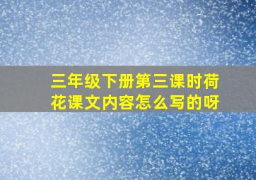 三年级下册第三课时荷花课文内容怎么写的呀