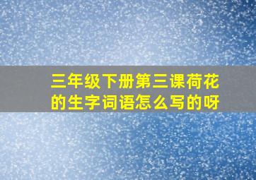 三年级下册第三课荷花的生字词语怎么写的呀