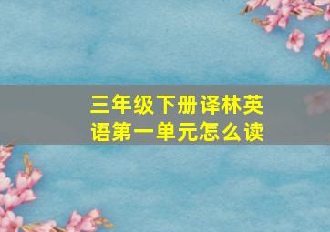 三年级下册译林英语第一单元怎么读