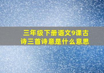 三年级下册语文9课古诗三首诗意是什么意思