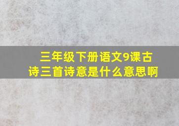 三年级下册语文9课古诗三首诗意是什么意思啊