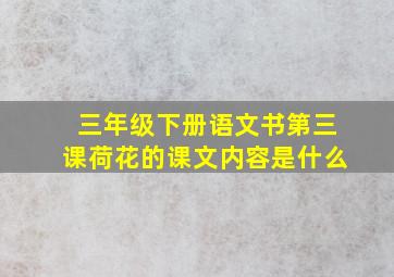 三年级下册语文书第三课荷花的课文内容是什么