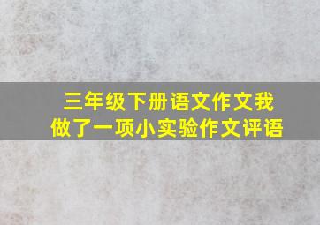 三年级下册语文作文我做了一项小实验作文评语