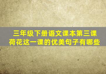 三年级下册语文课本第三课荷花这一课的优美句子有哪些