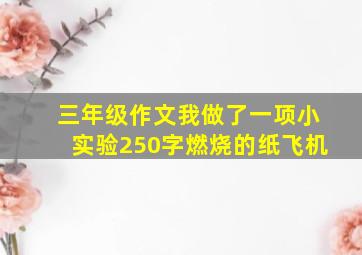 三年级作文我做了一项小实验250字燃烧的纸飞机