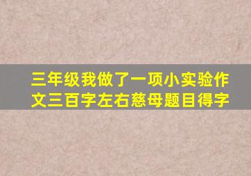 三年级我做了一项小实验作文三百字左右慈母题目得字