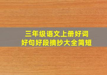 三年级语文上册好词好句好段摘抄大全简短