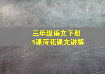 三年级语文下册3课荷花课文讲解