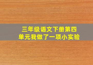 三年级语文下册第四单元我做了一项小实验