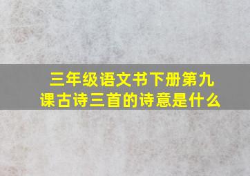 三年级语文书下册第九课古诗三首的诗意是什么