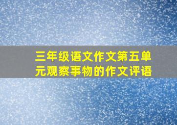 三年级语文作文第五单元观察事物的作文评语