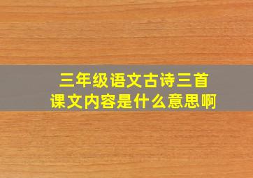 三年级语文古诗三首课文内容是什么意思啊