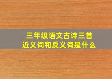 三年级语文古诗三首近义词和反义词是什么