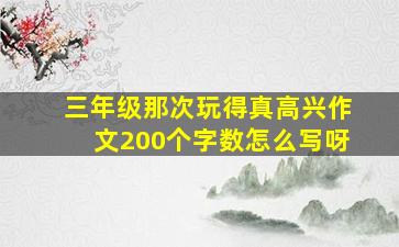 三年级那次玩得真高兴作文200个字数怎么写呀