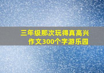 三年级那次玩得真高兴作文300个字游乐园