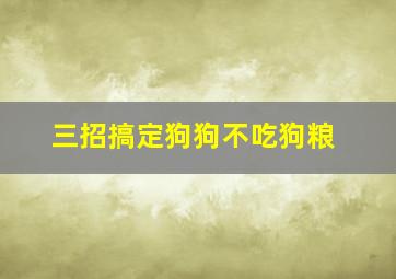 三招搞定狗狗不吃狗粮