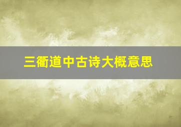 三衢道中古诗大概意思