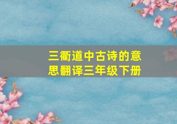 三衢道中古诗的意思翻译三年级下册