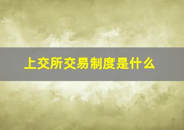 上交所交易制度是什么