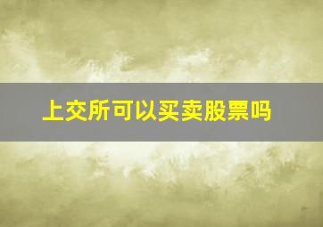 上交所可以买卖股票吗