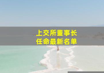 上交所董事长任命最新名单