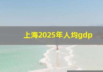 上海2025年人均gdp