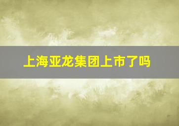 上海亚龙集团上市了吗