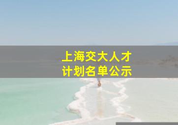 上海交大人才计划名单公示