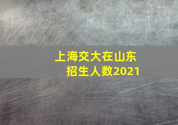 上海交大在山东招生人数2021