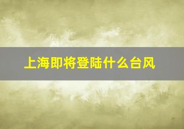 上海即将登陆什么台风