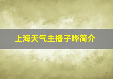 上海天气主播子晔简介