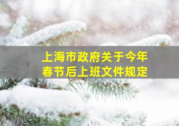 上海市政府关于今年春节后上班文件规定