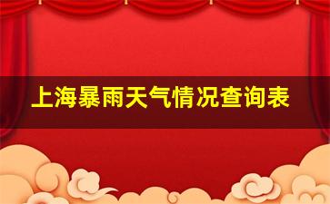 上海暴雨天气情况查询表