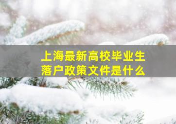 上海最新高校毕业生落户政策文件是什么