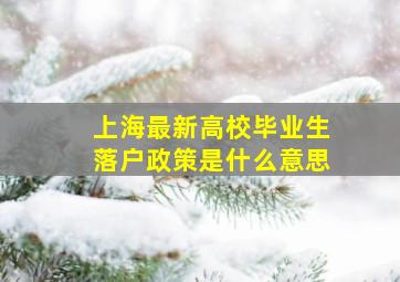 上海最新高校毕业生落户政策是什么意思