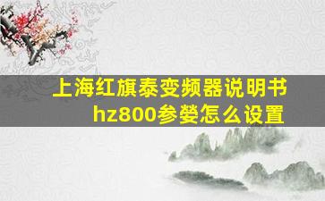 上海红旗泰变频器说明书hz800参嫈怎么设置