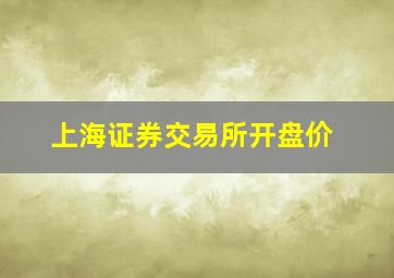 上海证券交易所开盘价