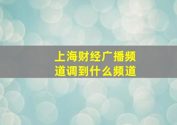 上海财经广播频道调到什么频道