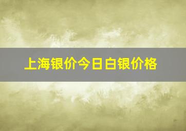 上海银价今日白银价格