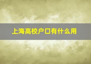 上海高校户口有什么用