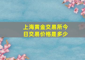 上海黄金交易所今日交易价格是多少